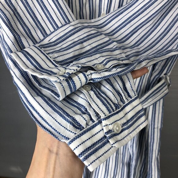 J.crew MERCANTILE‎ Blue White Stripe Long Sleeve Lined Shirt Dress Sz XS - Picture 4 of 11